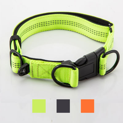 ปรับได้ Double D Buckles ปลอกคอสุนัขและสายจูงชุดโซ่ สุนัข Nylon Lead Reflective