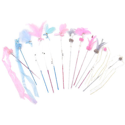 Interactive Feather Cat ของเล่นสำหรับสัตว์เลี้ยง ไม้เรียว พลาสติก Fairy Cat Teaser Stick