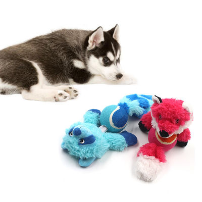 ของเล่นตุ๊กตาสุนัข Squeaky Fox Raccoon ทนต่อการกัด สุนัข Interactive Molar Toys