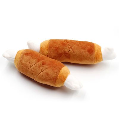 Two Headed Bone Shape Plush Squeaky Dog Chew Toys ของเล่นลูกสุนัข Teething 27g