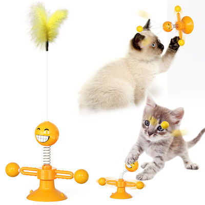 ของเล่นแมวเกรดอาหาร TPR ของเล่นสปริงแมว Kitty Interactive Ball