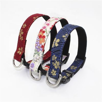 พิมพ์ Sakura Suede Substrate ลูกสุนัขปลอกคอสุนัขสายรัดชุด D แหวนสไตล์ญี่ปุ่น