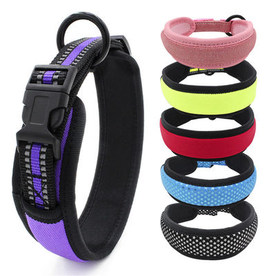 Neoprene Lining dog Collar Leash Set สายรัดสะท้อนแสง QUICK RELEASE BUCKLE COLLAR พร้อมเชือกลากชุด Dog Leash