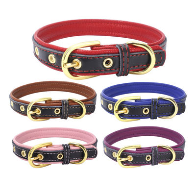 หนัง PU แข็งนุ่มสีสันสัตว์เลี้ยงสุนัขปลอกคอสำหรับสุนัขขนาดกลางขนาดเล็กสายคล้องคอปรับได้ปลอกคอปลอดภัย