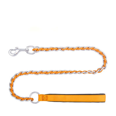 Chew Proof สแตนเลสปลอกคอ Leash Harness ชุดสายจูงสุนัขฝึกกับ Soft Handle