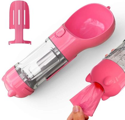 300ML Travel 2 In 1 Dog ขวดน้ำชามดื่มแบบพกพาพร้อมปุ่มล็อค