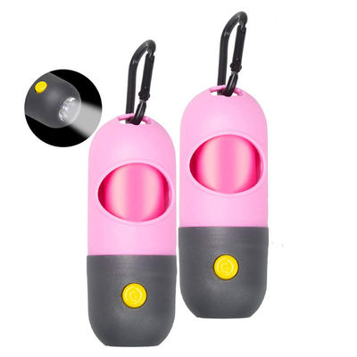 ไฟฉาย LED ที่ใส่ถุงใส่ลูกสุนัข Poop PE พร้อมถุงขยะป้องกันการรั่ว 15 ถุง