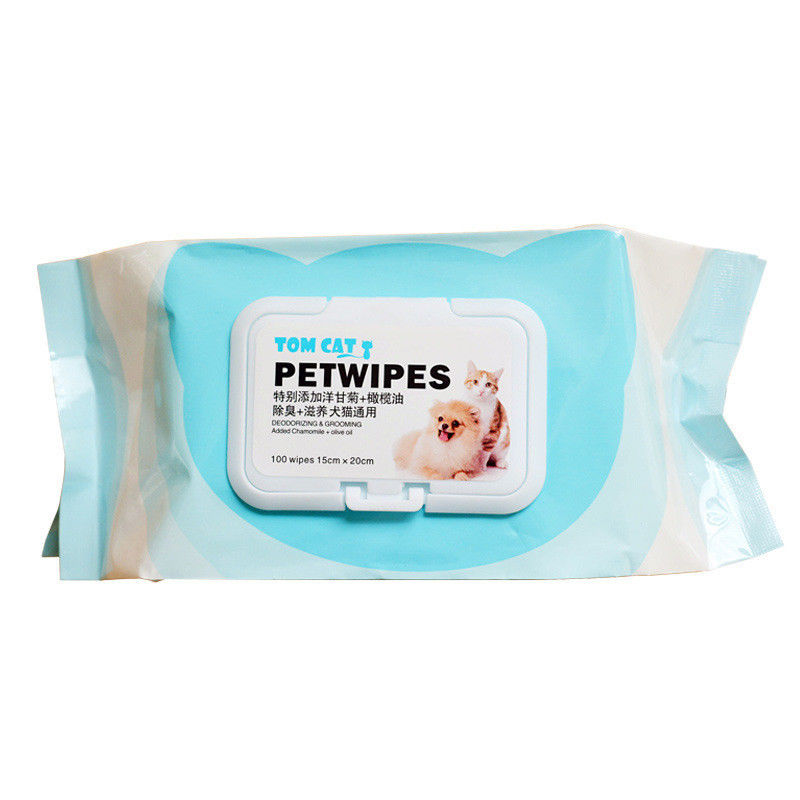 Pet Grooming เครื่องมือ 100pcs Hypoallergenic Pet Wet Tissue Tear Cleaning For Dog