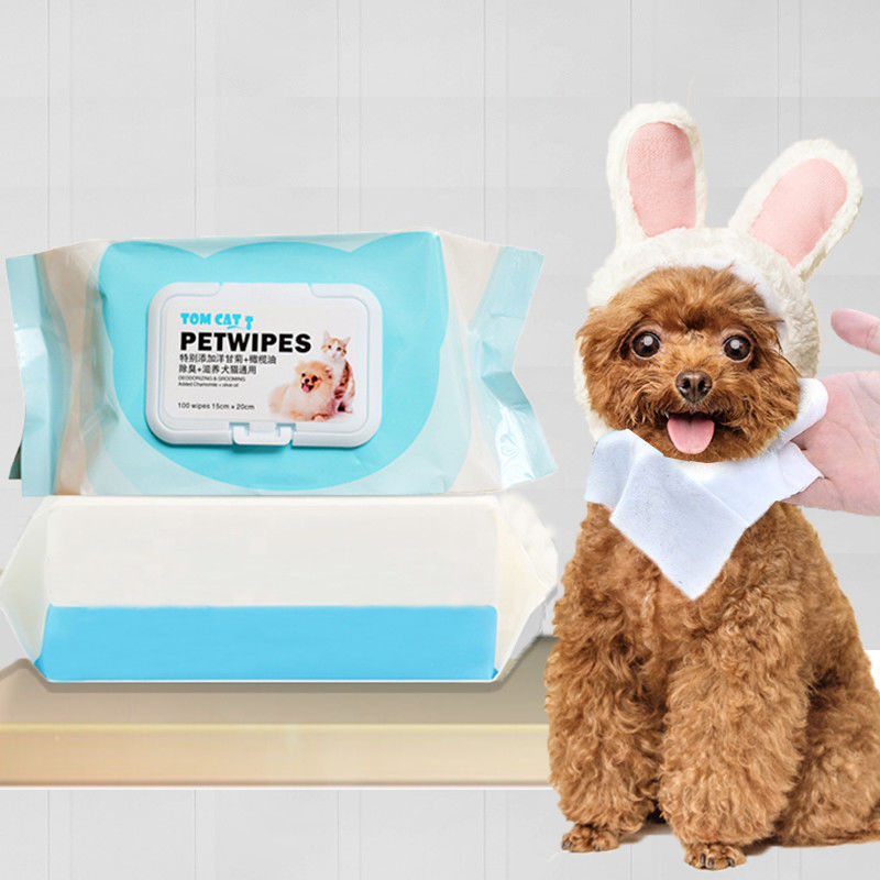 Pet Grooming เครื่องมือ 100pcs Hypoallergenic Pet Wet Tissue Tear Cleaning For Dog