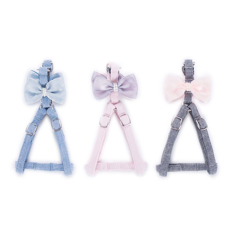 ปรับได้ 100% Cotton Bow Tie Girl ปลอกคอสุนัขและชุดสายจูงพร้อม Bowknot