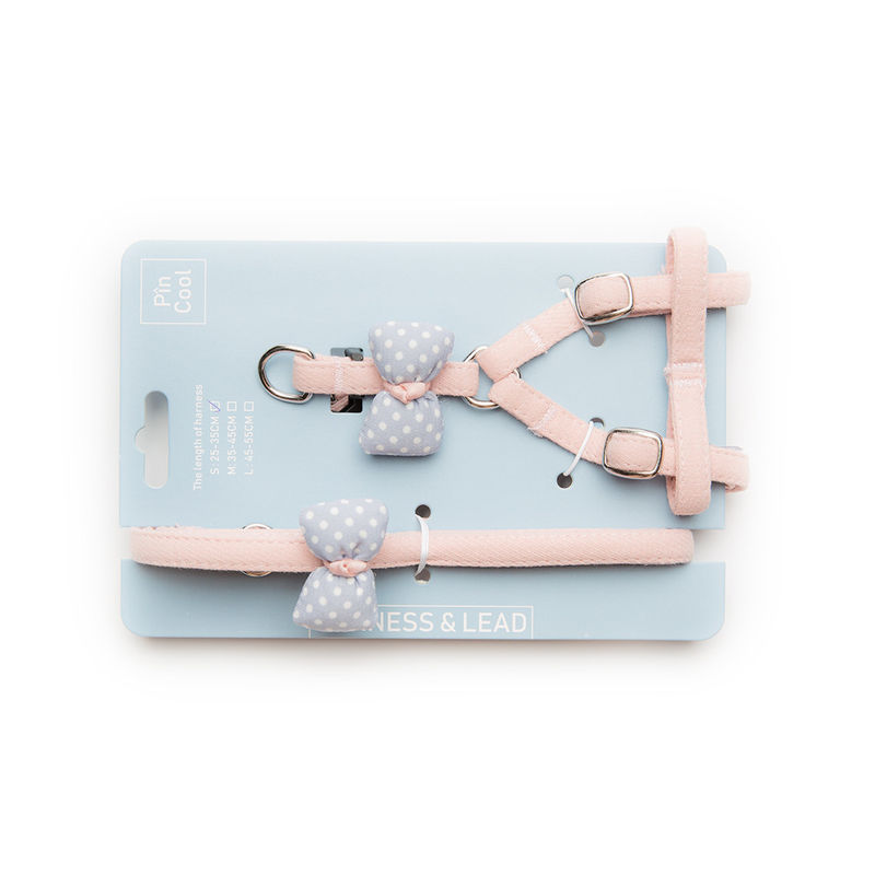 อุปกรณ์สำหรับสัตว์เลี้ยง จุดน่ารัก Cat Harness Bow Tie สัตว์เลี้ยงปรับได้สายรัดด้านหลัง Traction Cotton Cat Dog Harness Leash Set