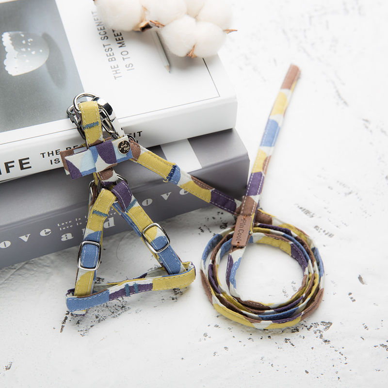อุปกรณ์สำหรับสัตว์เลี้ยง Cotton Pet Dog Harness Leash Set Pet Dog Harness Vest Adjustable Washable Dog Leash Set