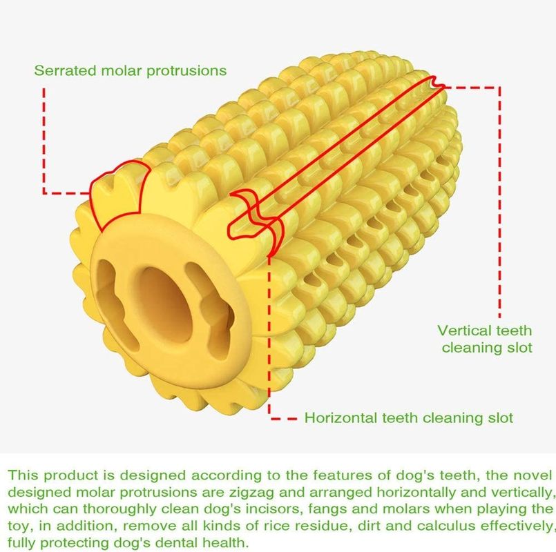 เครื่องมือกรูมมิ่งสัตว์เลี้ยงที่ทนต่อการกัดยางธรรมชาติ Dog Chew Stick Corn Shape Molar