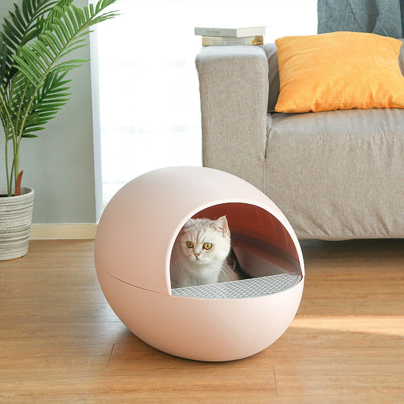 เสียงรบกวนต่ำประเภทไข่ทำความสะอาดด้วยตนเอง Cat Litter Box Toilet Semi Enclosed Splash Deodorant