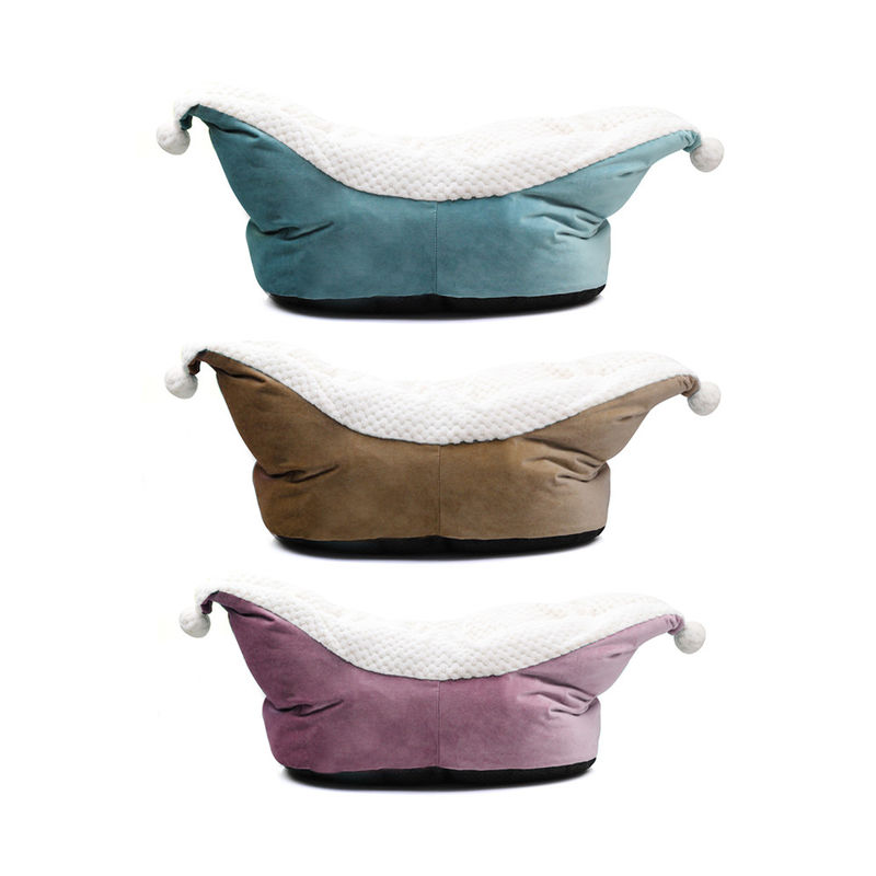 รูปร่างเรือแบบพกพาเตียงสัตว์เลี้ยงหรูหรา Furry Dog Bed Washable Calming Bed สำหรับสุนัขและ Cat