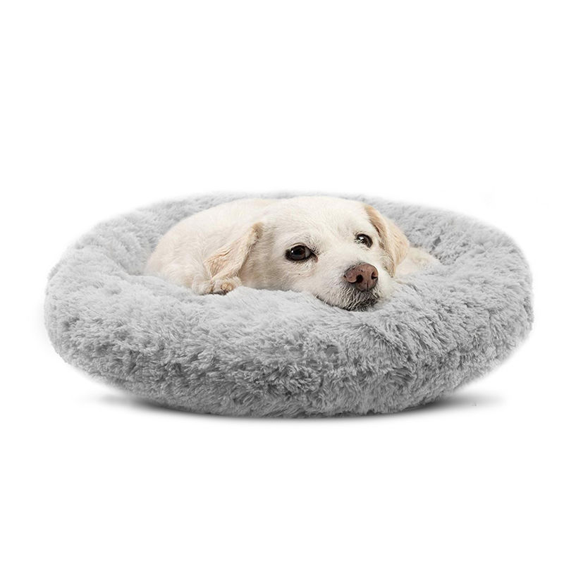 โดนัท Cat Bed Faux Fur Dog Bed for Medium Small Dogs Self Warming Cuddle Pet Bed Luxury Mat