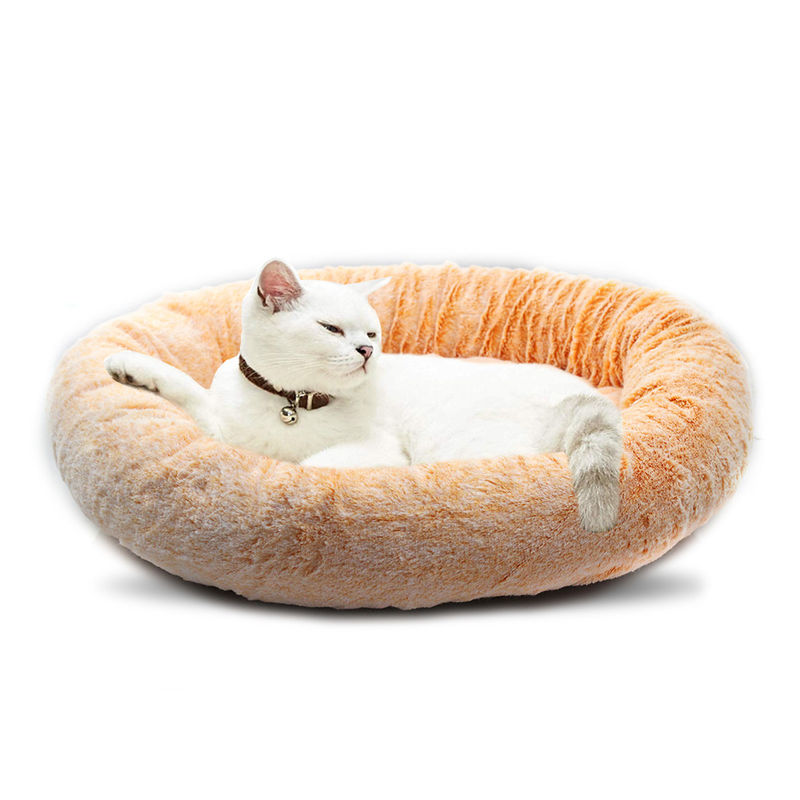โดนัท Cat Bed Faux Fur Dog Bed for Medium Small Dogs Self Warming Cuddle Pet Bed Luxury Mat