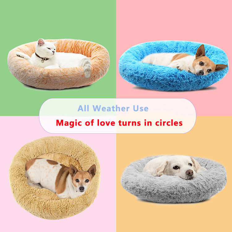 โดนัท Cat Bed Faux Fur Dog Bed for Medium Small Dogs Self Warming Cuddle Pet Bed Luxury Mat
