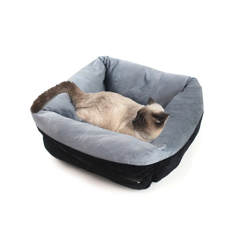 สี่เหลี่ยมผืนผ้าตุ๊กตาสุนัข Cat Bed Self-Warming Deep Sleep Pet Bed Corduroy สัตว์เลี้ยงเตียงล้างทำความสะอาดได้สบาย Dog โซฟา