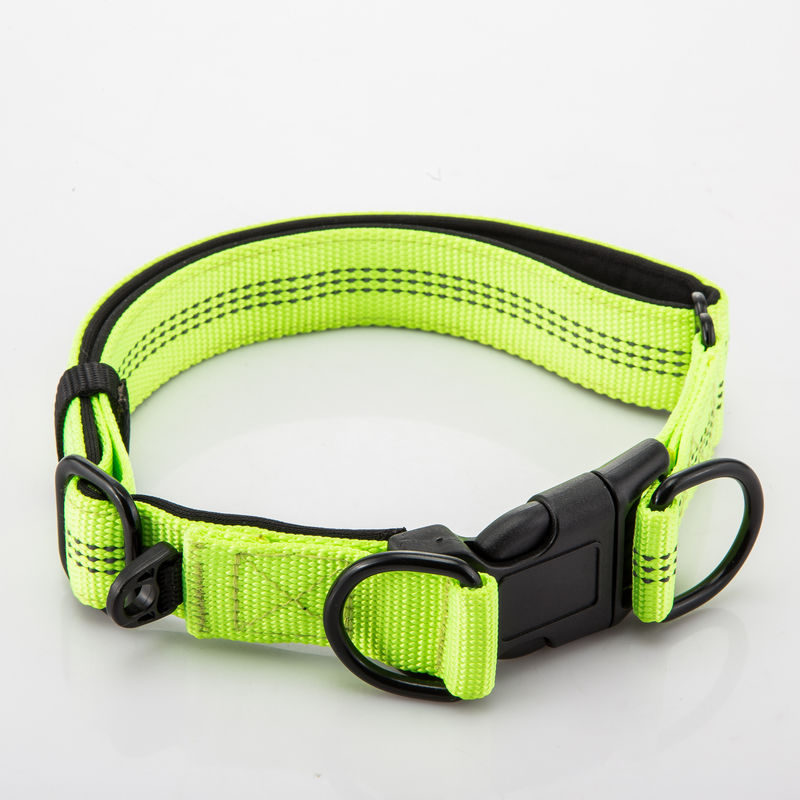 ปรับได้ Double D Buckles ปลอกคอสุนัขและสายจูงชุดโซ่ สุนัข Nylon Lead Reflective