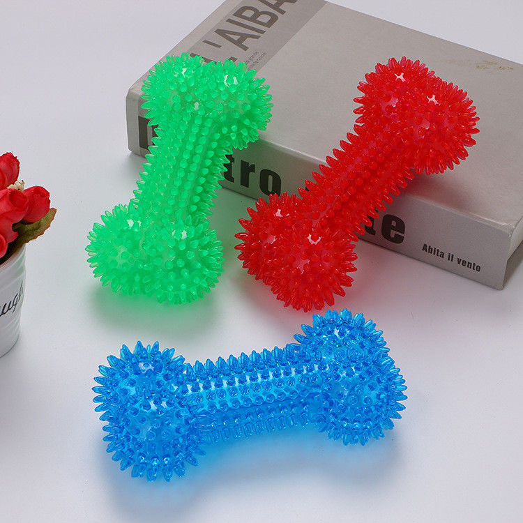BSCI ของเล่นกัดฟันกรามน่ารัก Dog Chew Toys Squeaky Bone With Massage Particle