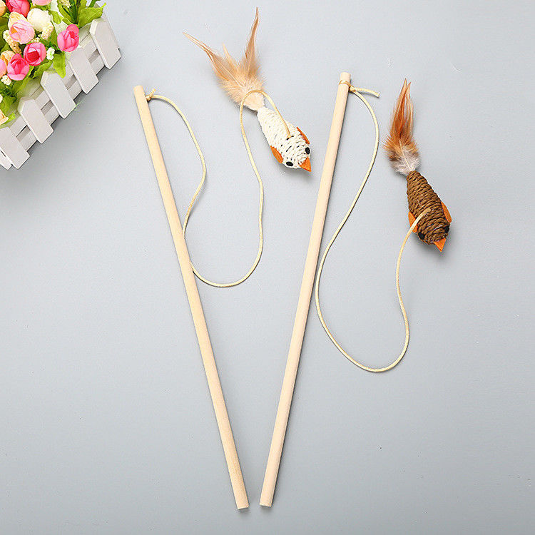 หลายสไตล์ Cat ของเล่นสำหรับสัตว์เลี้ยง Interactive Funny Feather Cat Fishing Pole Toy
