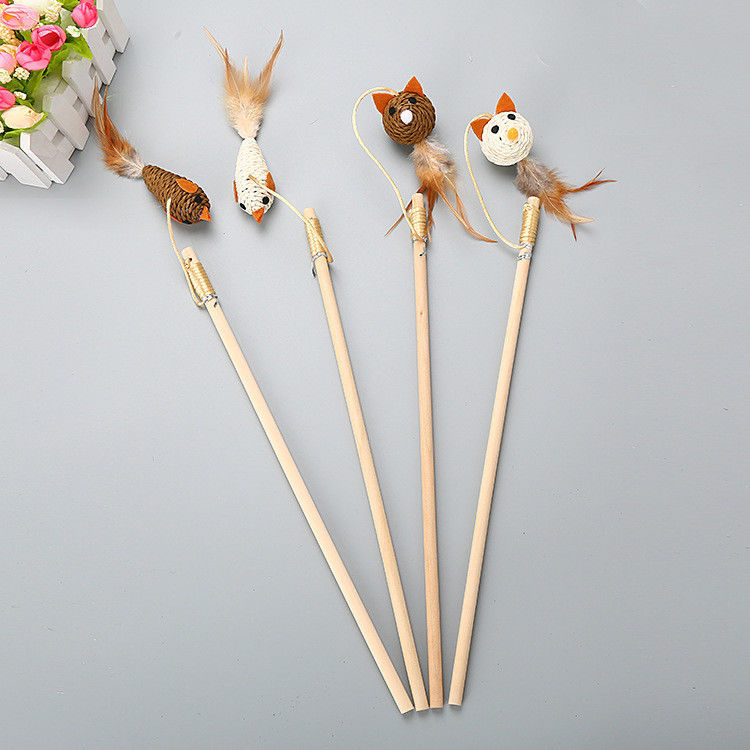 หลายสไตล์ Cat ของเล่นสำหรับสัตว์เลี้ยง Interactive Funny Feather Cat Fishing Pole Toy
