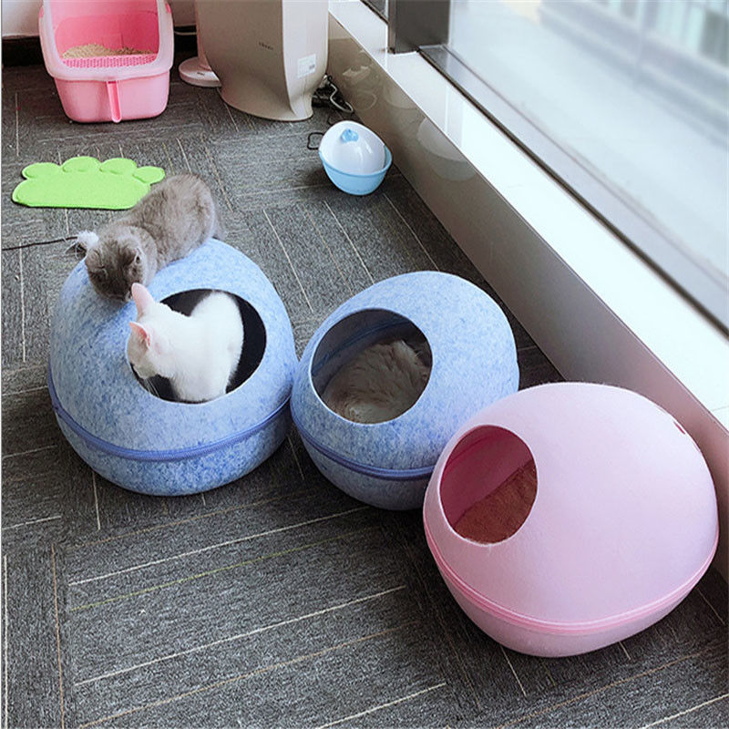 เป็นมิตรกับสิ่งแวดล้อมระบายอากาศได้น่ารักที่ถอดออกได้รูปร่างไข่ สุนัข Cat Cave Bed for Pet Supplies