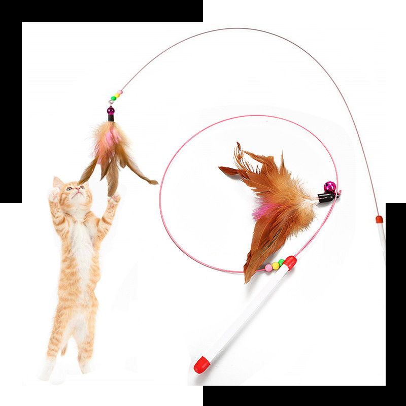 Hallupets Cat ของเล่นสำหรับสัตว์เลี้ยง Cat Feather Teaser Wand
