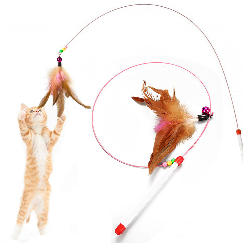 Hallupets Cat ของเล่นสำหรับสัตว์เลี้ยง Cat Feather Teaser Wand