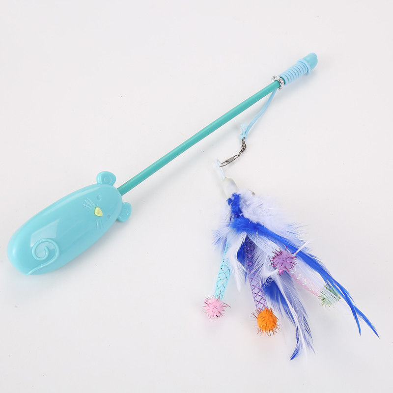 Feather Funny Telescopic Cat Toy พลาสติก 42g Cat Laser Teaser