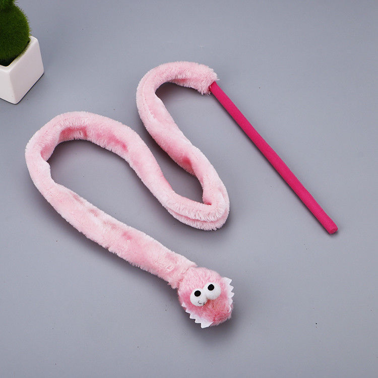 น่ารักทนทานของเล่นแมว Teaser งูรูปร่าง Kitten Plush Wand 31g