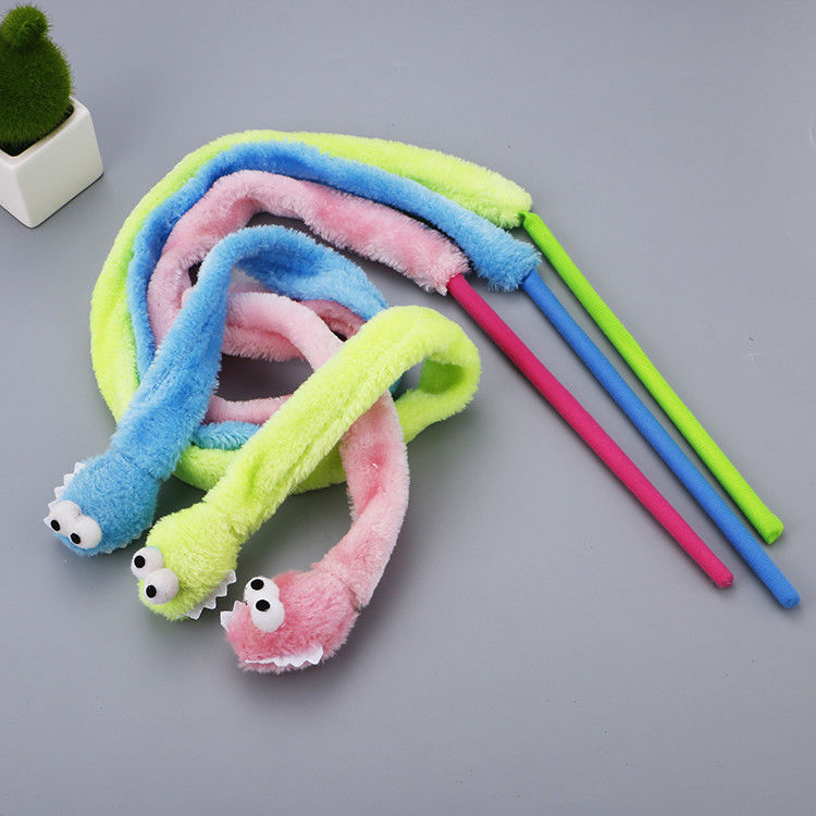 น่ารักทนทานของเล่นแมว Teaser งูรูปร่าง Kitten Plush Wand 31g