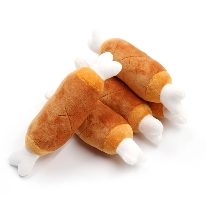 Two Headed Bone Shape Plush Squeaky Dog Chew Toys ของเล่นลูกสุนัข Teething 27g