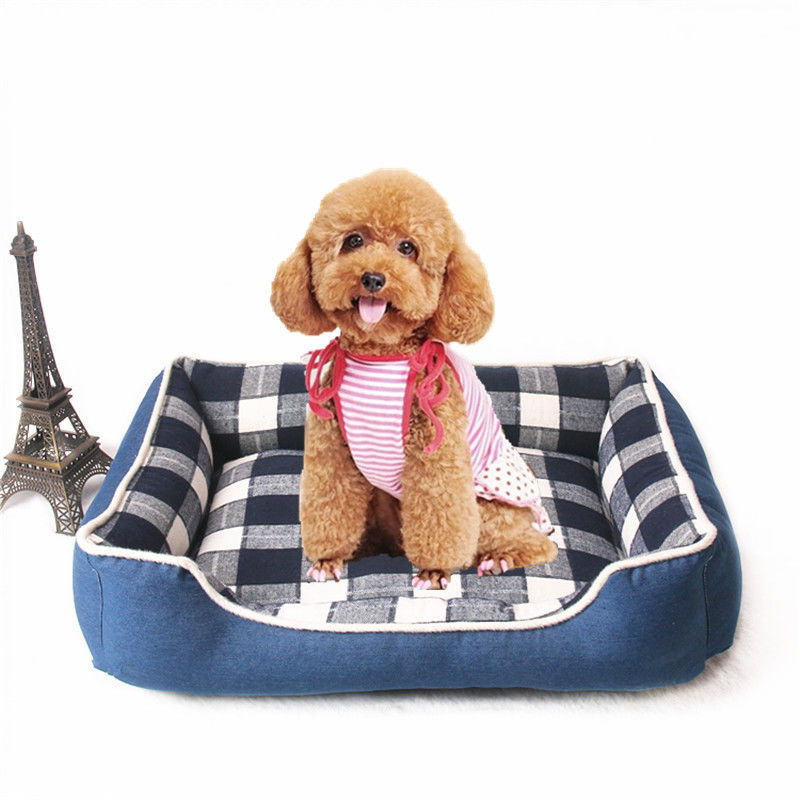Warm Soft Lattice Square เสื่อสุนัข 740g Indoor House Kennel Nest เตียงสุนัขแสนสบาย