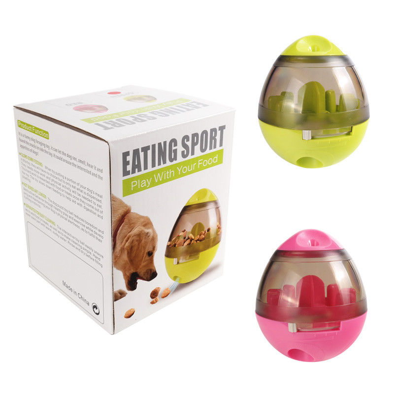 ของเล่นสำหรับสัตว์เลี้ยงแบบโต้ตอบสุนัขอัตโนมัติ Tumbler Leakage Food Dispensing Ball