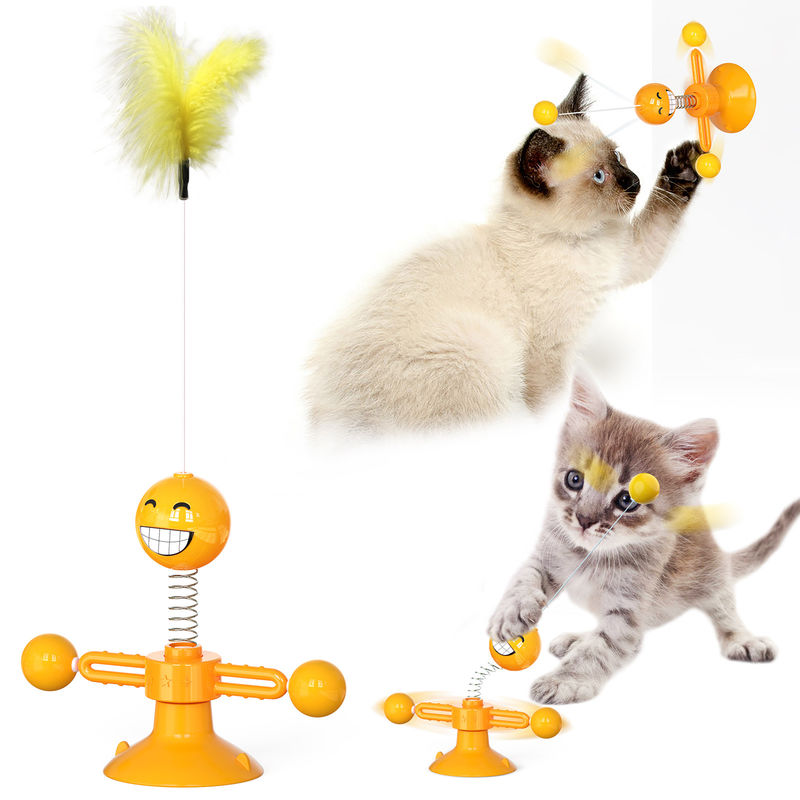 ของเล่นแมวเกรดอาหาร TPR ของเล่นสปริงแมว Kitty Interactive Ball