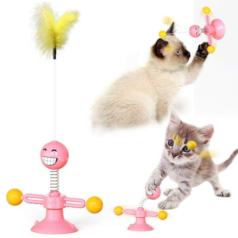 ของเล่นแมวเกรดอาหาร TPR ของเล่นสปริงแมว Kitty Interactive Ball
