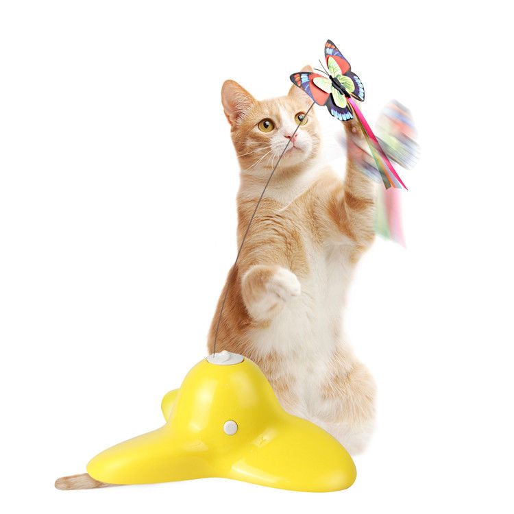 285g Cat ของเล่นสำหรับสัตว์เลี้ยง Flutter Bug Electric Rotating Butterfly Cat Toy