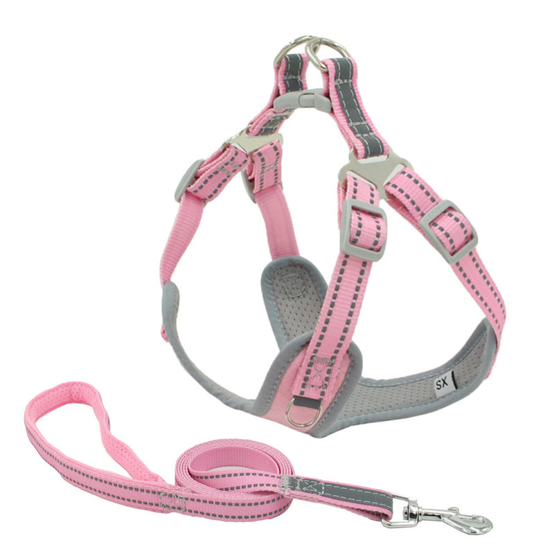 ผ้า Oxford Light Reflecting Pet Collar Leash Harness Set Safety Comfortable