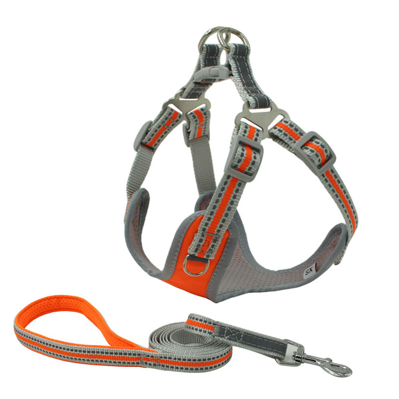 ผ้า Oxford Light Reflecting Pet Collar Leash Harness Set Safety Comfortable
