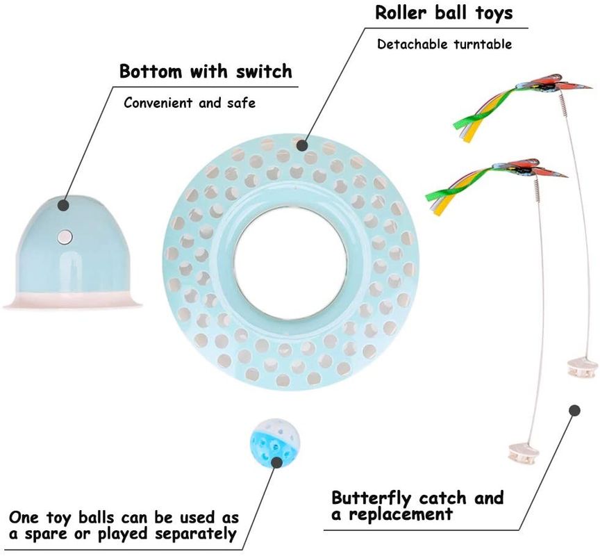 Interactive Cat อัตโนมัติ Teaser &amp; Exerciser ของเล่นลูกแมวกับ Spinning Butterfly