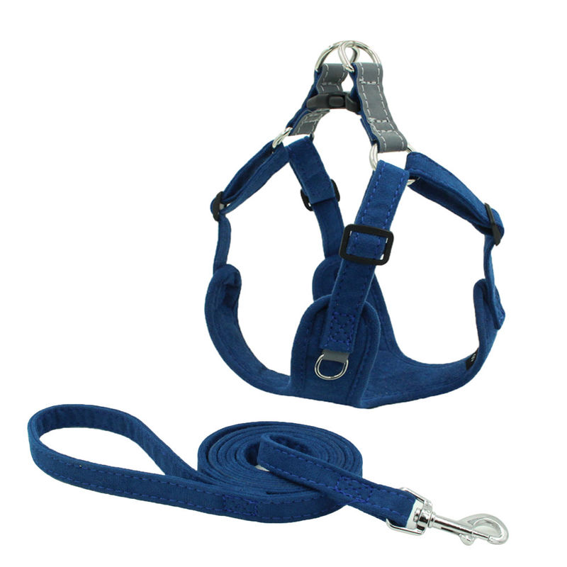 Suede Reflective Dog And Leash Kit ชุดลากจูงสุนัขสายรัดสุนัขป้องกันการระเบิดชุดเสื้อกั๊ก Harness