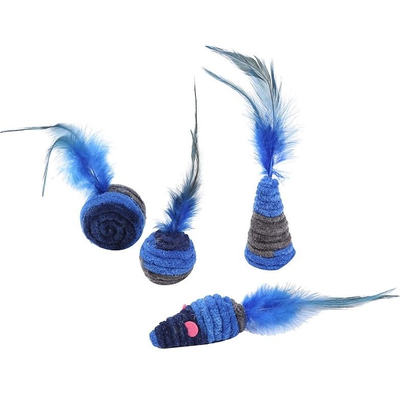 ของเล่นสัตว์เลี้ยงแมวตื่นเต้นในตัวเองสีน้ำเงินเข้ม เม้าส์ Cat Toy Anti Depression