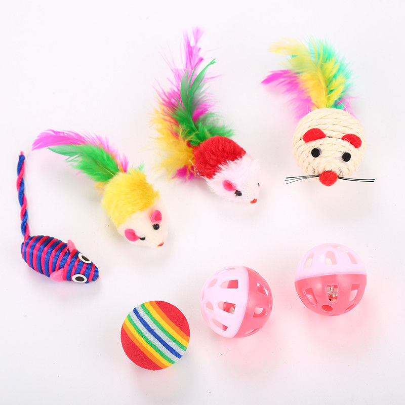 20 Pcs ของเล่นแมวแมวของเล่น Assorted Cat อุโมงค์ Feather Teaser Wand ปลา Fluffy Mouse Mice Balls และ Bells ของเล่นสำหรับแมว