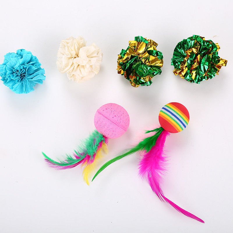 20 Pcs ของเล่นแมวแมวของเล่น Assorted Cat อุโมงค์ Feather Teaser Wand ปลา Fluffy Mouse Mice Balls และ Bells ของเล่นสำหรับแมว