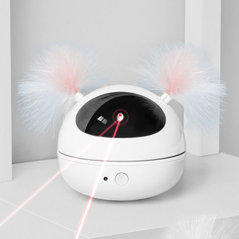 Automatic Cat Laser Toys ของเล่นลูกแมวแบบโต้ตอบสำหรับแมวในร่มสุ่มหมุนสมาร์ทเปิด/ปิดหุ่นยนต์แมวอิเล็กทรอนิกส์ Feat