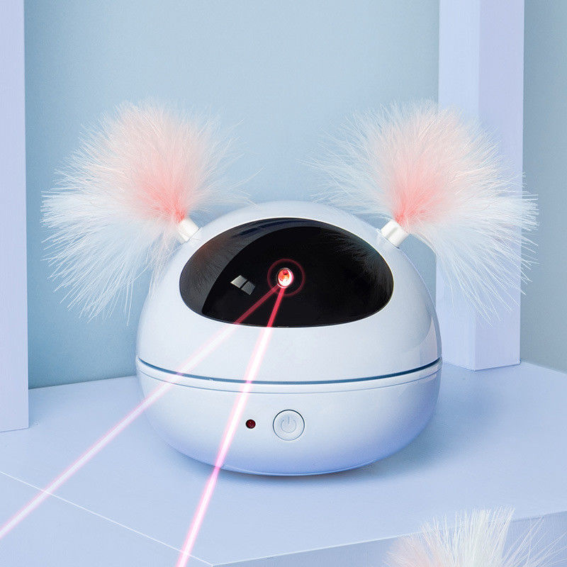 Automatic Cat Laser Toys ของเล่นลูกแมวแบบโต้ตอบสำหรับแมวในร่มสุ่มหมุนสมาร์ทเปิด/ปิดหุ่นยนต์แมวอิเล็กทรอนิกส์ Feat