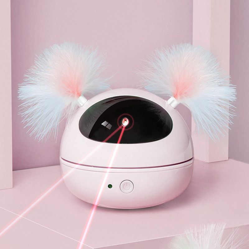 Automatic Cat Laser Toys ของเล่นลูกแมวแบบโต้ตอบสำหรับแมวในร่มสุ่มหมุนสมาร์ทเปิด/ปิดหุ่นยนต์แมวอิเล็กทรอนิกส์ Feat