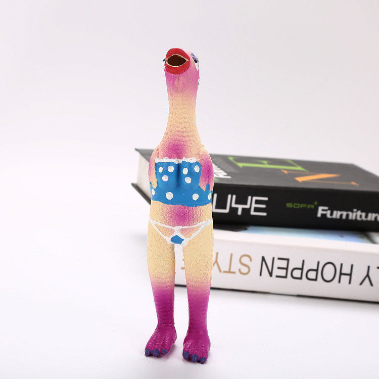 Squeaky Latex Chicken Interactive Rubber ของเล่นลูกสุนัขเคี้ยว 70g 24X6X6 Cm